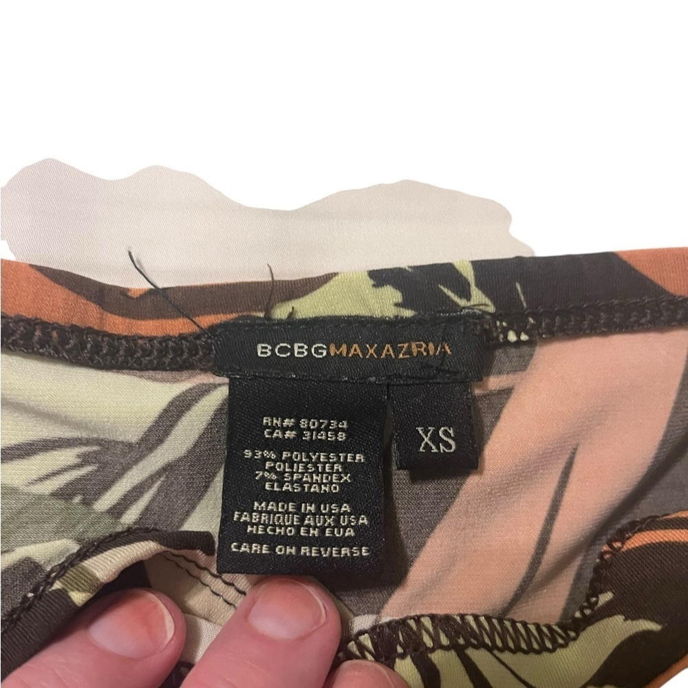 BCBGMAXAZRIA Tropical Leaf Print Skirt XS | Resort Core Vacation Stretch Mini - Picture 7 of 8